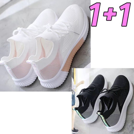 차쿠 1+1 여성 여름 경량 운동화 캐주얼 가벼운 신발 메쉬 통기성 스니커즈