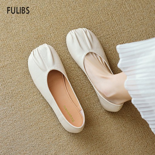 FULIBS 발편한 여성단화 셔링플랫 빅사이즈여성신발265-220