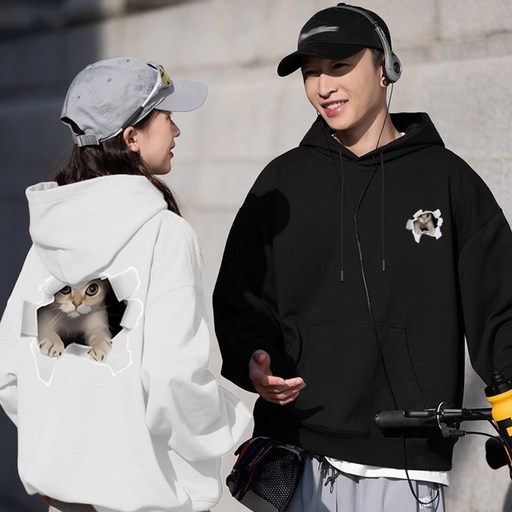 FONOW 남녀공용 가을 겨울 귀여운 스탠다드핏 오버핏 소프트 후드티