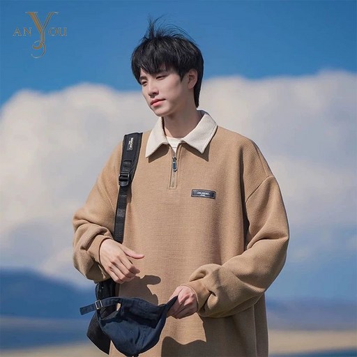 ANYOU 추동 남성 맨투맨 캐주얼 루즈핏 맨투맨