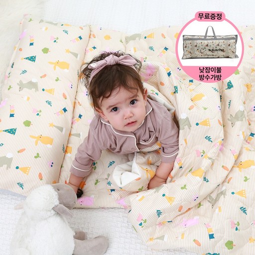 베베로시 KC인증 100 국내생산 어린이집 사계절 낮잠이불세트 일체형 7종, 양면 패드이불방수가방, D.댕댕이