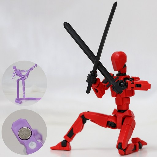 [착착 붙어] 아느캐 DIY 3D 더미 액션 피겨 구체관절 자석형 피규어 무기7종+거치대+손 파츠6종+자석2개 제작영상제공
