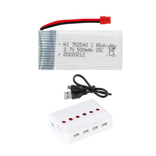 드론배터리 3.7v 500mah 1개 멀티충전기 1개세트 HC타입