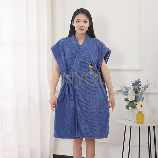 파인애플 체크 욕실 가운/욕실 치마 입을 수 있는 목욕 타월 부드럽고 흡수성 좋은 가정용 파자마 호텔 욕실 가운