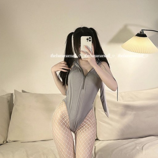 더바몰 후드 바니 토끼 캐릭터 모노키니 수영복 섹시 스쿨미즈