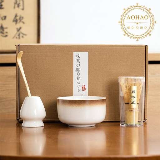 AOHAO 말차 도구 4/6PCS 세트 Matcha Whisk 차선 다완 차선립