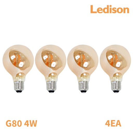 Ledison 에디슨전구 베이직전구 G80 4w