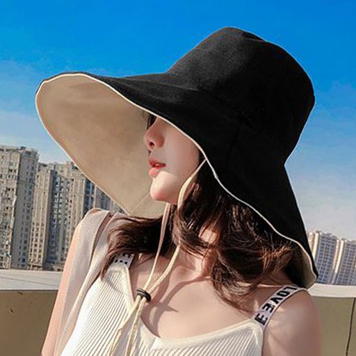 코욜하우키 여성 여자 버킷햇 양면 벙거지 모자 햇빛가리개 챙넓은 챙모자