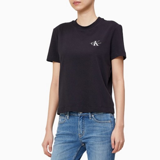 [캘빈클라인진] 여성 모노그램 자수 로고 반팔 티셔츠 (J216166-BEH)