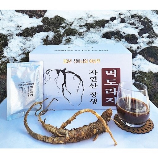 [30년 심마니 야심작] 기관지 폐암 호흡기 암 가래 기침 천식 감기 면역증진 자연산 야생 장수도라지 진액 즙 (30+6포)