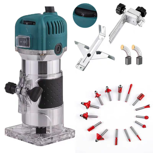 데쯔오 공구 220V 목공 트리머 목공 조각기+트리머비트15종세트 800W 30000r/min