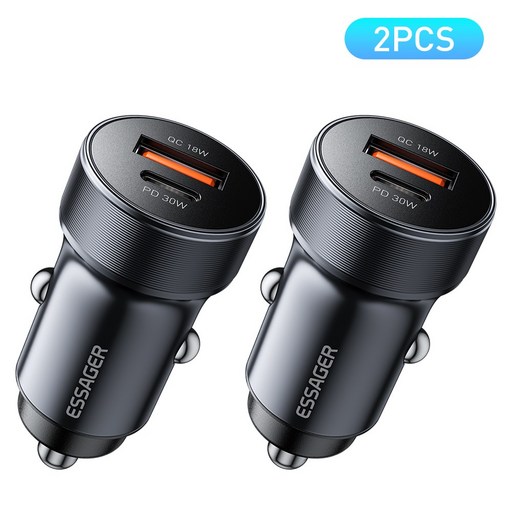 ESSAGER QC3.0 30W 듀얼 포트 C타입 차량용 고속 충전기