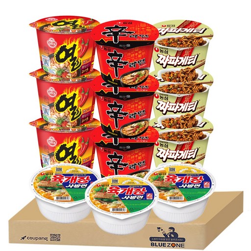 블루존 용기라면 4종 12개입 (육개장사발3+ 신3+열3짜파게티3)