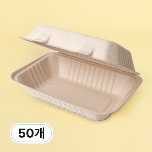 아이엠그리너 친환경 일회용 밀짚 펄프 일체형 배달 용기 내추럴 850ml