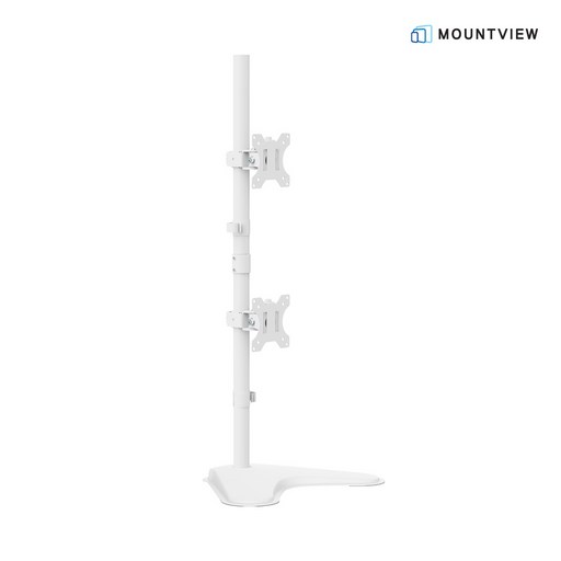 마운트뷰 화이트 상하 모니터 암 스탠드형 거치대 MV12-C02V 27인치 32인치