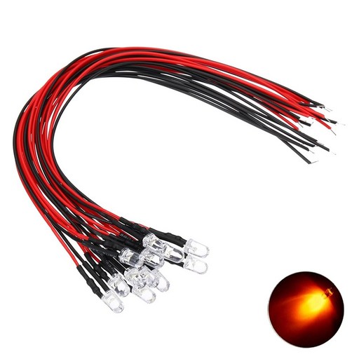 24V LED 오렌지 표시등 저항 내장형 와이어 케이블 일체형 산업용 DIY 전기 배선 조명 표시등