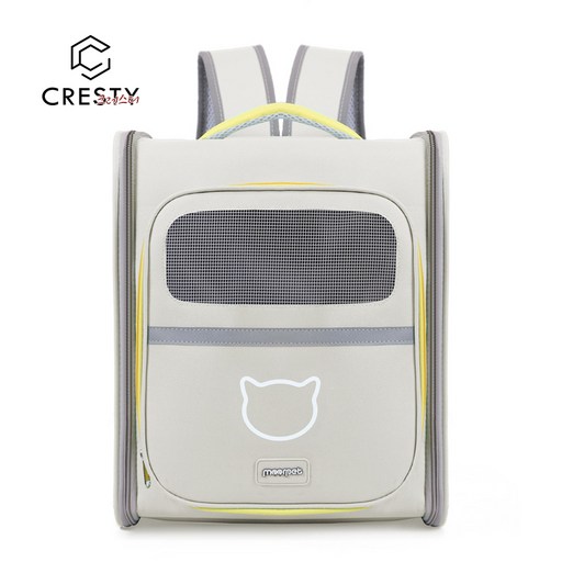 CRESTY 반려동물 네모냥 이동 가방 고양이 강아지 3면 통풍 백팩
