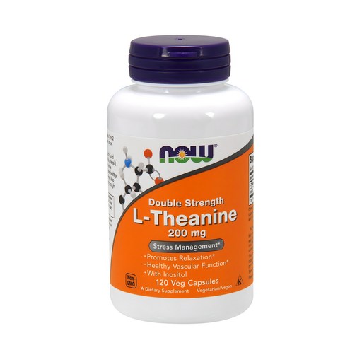 NOW Foods L-茶胺酸素食膠囊 200mg, 120顆, 1罐