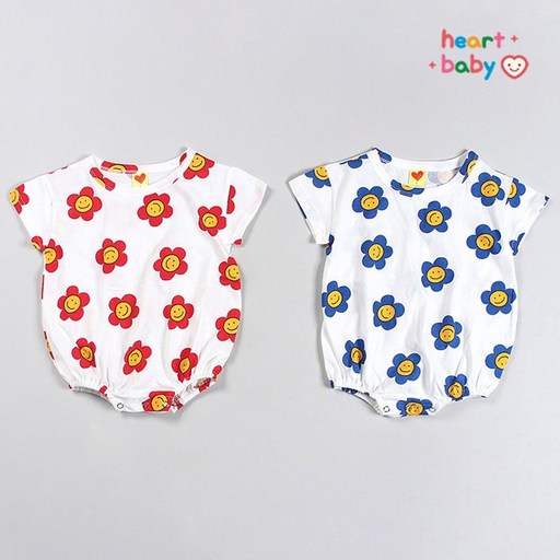 하트베이비 여름 유아용 데이지 반팔 수트