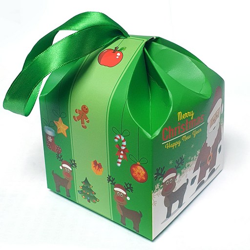 산타포장케이스  성탄 크리스마스 선물 과자사탕 포장상자 파티 행사 어린이집 유치원 초등 인테리어장식, 1세트, 플라워초록 50개