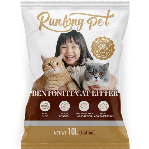 RUNLONG PET 벤토나이트 고양이 모래 오리지널 대용량 먼지없는 캣 샌드