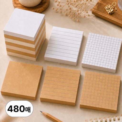 로그나스 접착 크라프트 메모지 세트, 480매