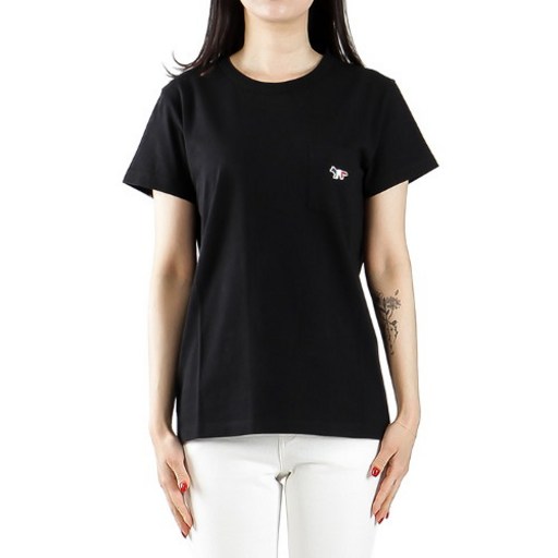 [메종키츠네] (AW00102KJ0007 BLACK) 여성 폭스패치 반팔 티셔츠 20SS