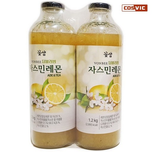[코스빅몰] VONBEE 본비 자스민 레몬베이스 1.2KG X 2 레몬 농축액 청 카페음료 시럽 농축액