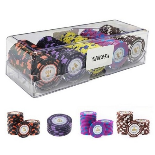 카지노칩 국제규격 마카오 포커칩 100p 아크릴케이스세트