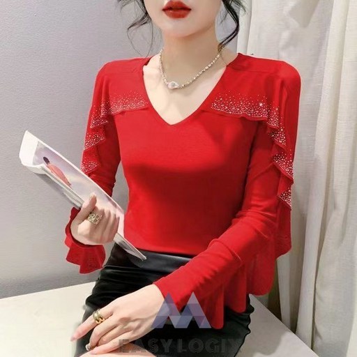 이지로지엑스 나비 레이스 라틴 연습복 여성 댄스복 상의 화려한 티셔츠