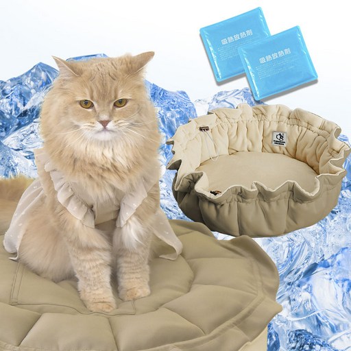 오네코사마 강아지 고양이 겸용 냉온 리버서블 마카롱 쿠션 젤팩 포함