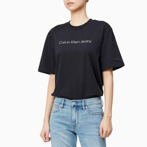 [캘빈클라인진] 여성 모노그램 자수 로고 반팔 티셔츠 (J216185-BEH)