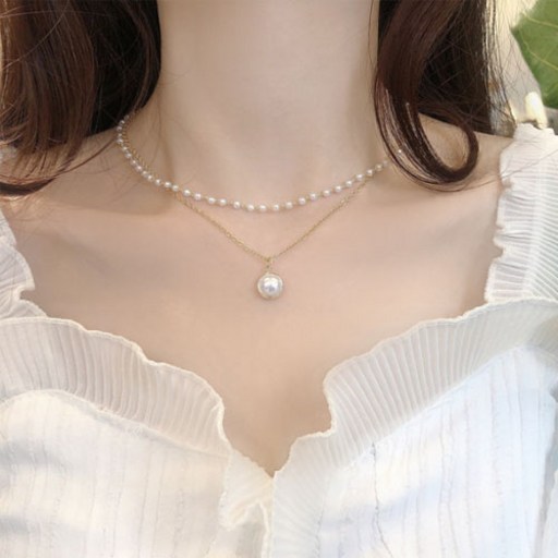 TQ 심플 진주 레이어드 목걸이 TQ653