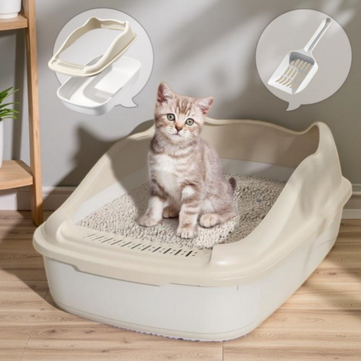 반폐쇄식 고양이 대용량 배변통 화장실+모래삽 세트