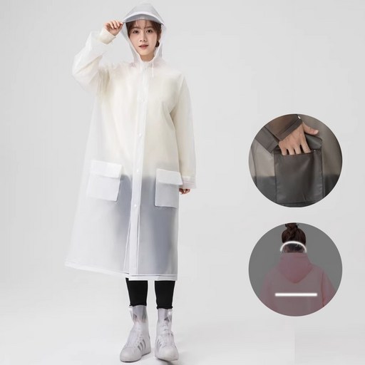 리빙어센틱 에바 오버핏 우비 레인코트 경량 빅사이즈 다회용 우의