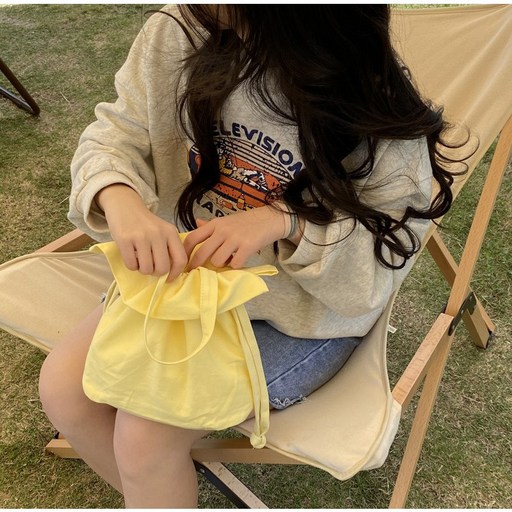 파스텔 미니 복조리백 캔버스 패브릭 버킷백 4컬러