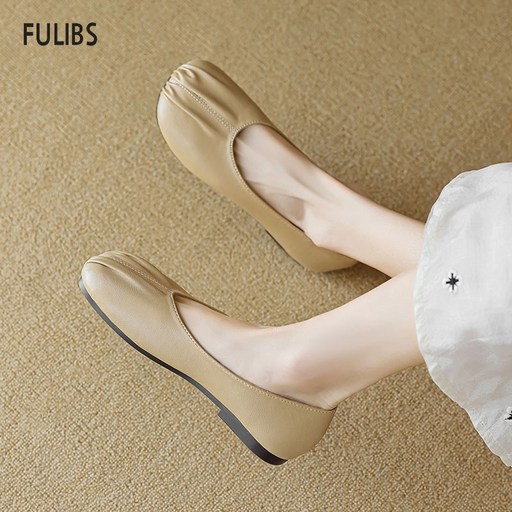 FULIBS 발편한 여성단화 셔링플랫 빅사이즈여성신발265-220