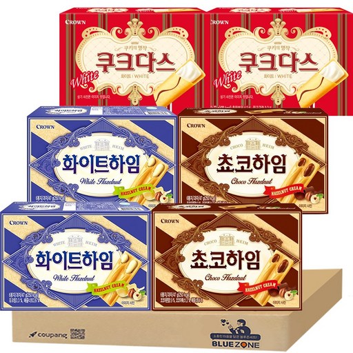 [만원 이하 과자 간식] 블루존 달달한 소소 B세트 (쿠크다스77g+쵸코하임47g+화이트하임47g) x2