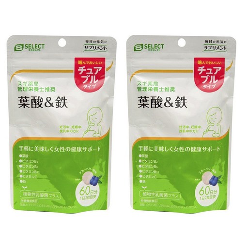 에스셀렉트 엽산 & 철 츄어블 블루베리맛