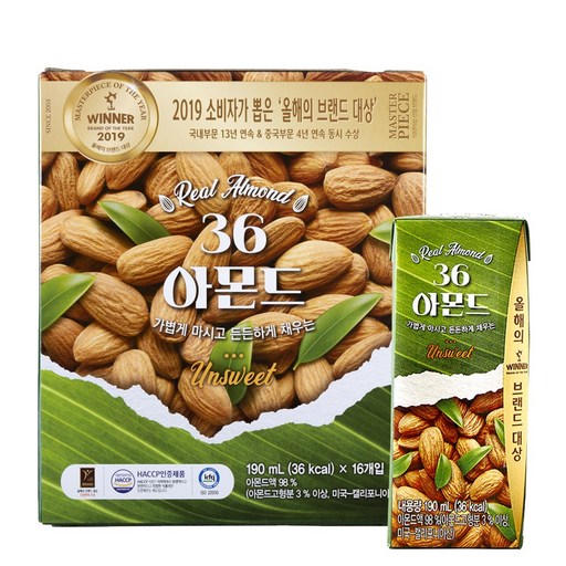 삼육식품 36 아몬드 언스위트 190ml