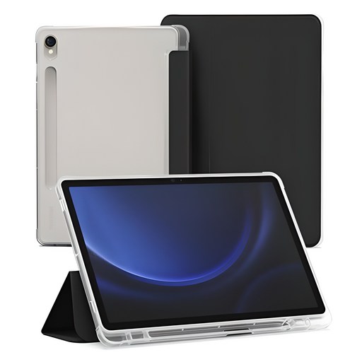 신지모루 클리어 펜슬 수납 태블릿PC 케이스, 블랙, 1개