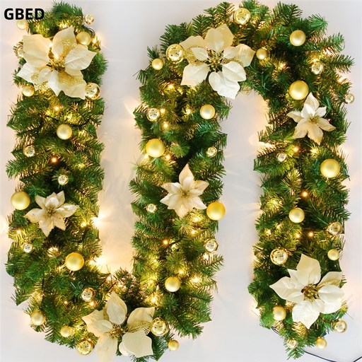 GBED 크리스마스 장식 조화 전나무 PVC 플라워트리 파티 LED 270CM 선물 렌덤 증정