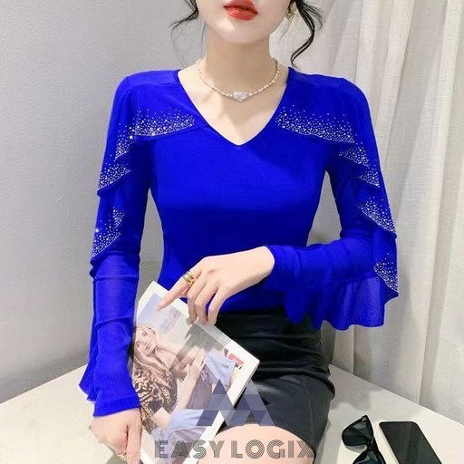이지로지엑스 나비 레이스 라틴 연습복 여성 댄스복 상의 화려한 티셔츠