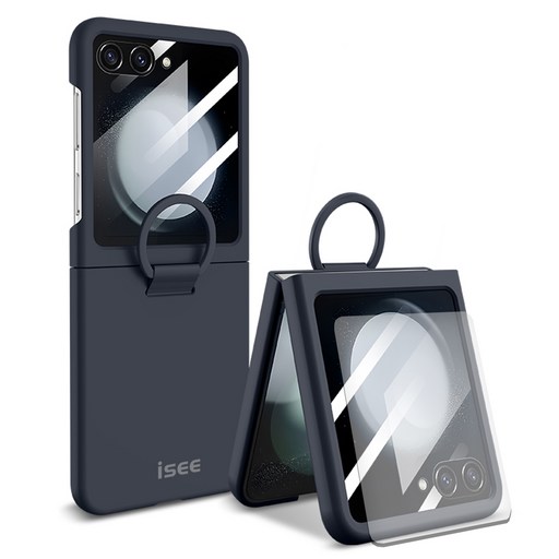 아이시isee Z플립567호환 일체형 하드 액정보호유리 with 링 케이스