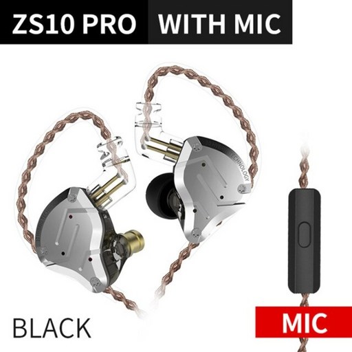 KZ ZS10 Pro Gold Earphones 4BA 1DD Hybrid 10 Drivers HIFI Bass Earbuds In Ear Monitor Earphones Nois, ZS10 Pro 블랙 마이크, 협력사