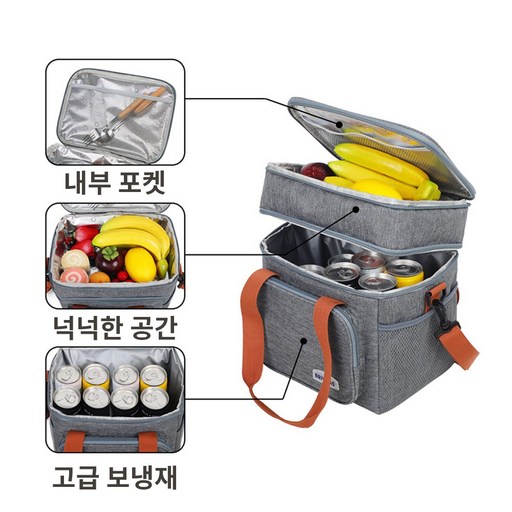 신제품 상하단 이층 보냉가방 캠핑아이스백 쿨러백 휴대용