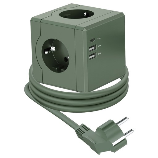 티메코 SF코팅 큐브 디자인 멀티탭 4000W 고용량 3구 (USB-A 2개 C타입 1개)