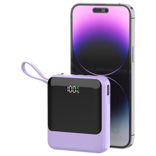 LUODONG 4in1 미러 미니 보조배터리 20000mAh 대용량 지원 PD22.5W QC3.0 고속충전 LED 잔량표시 자체조명등 자체충전케이블 캠핑용