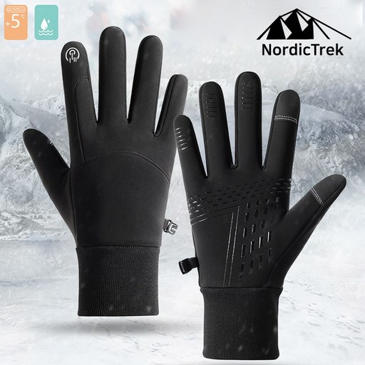 NordicTrek 프리미엄 양면 고밀도 발수 방지 원단 체크무늬 그립패턴 터치스크린기능 스포츠 아웃도어 장갑