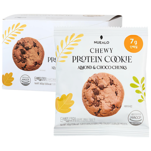 누알로 꾸덕한 단백질 쿠키 아몬드 앤 초코 청크 맛 10개입 1박스 400g
